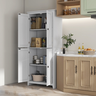 HOMCOM 72" Freestanding Storage Cabinet, Kitchen Pantry Cabinet with Doors and Shelves for Dining Room, White