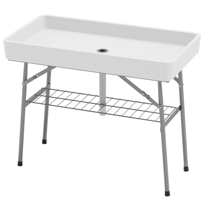 Ice Cooler Table 40.6" L x 22" W x 32.3" H White