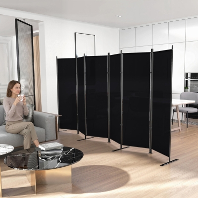 HOMCOM 6 Panel Room Divider, 6 Ft Folding Privacy Screen, Portable Freestanding Partition Wall Divider, Black