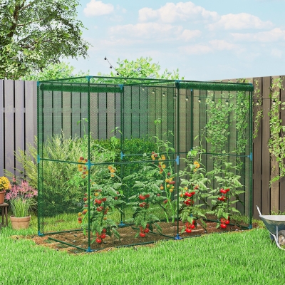 Outsunny 8' x 4' Crop Cage, Plant Protection Tent with Zippered Doors for Vegetable Garden, Backyard, Green
