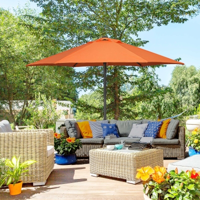 Outsunny 6.6FT Patio Umbrella, Outdoor Parasol with 6 Solid Ribs, Orange