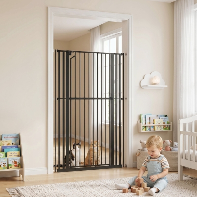 PawHut 63" Extra Tall Pet Gate 30-41" Wide Adjustable Baby Gate Pressure Mounted for Doorways, Hallways, Stairs