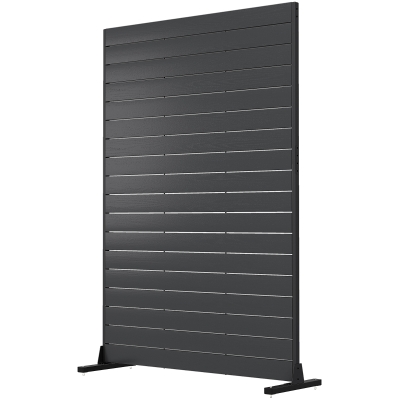 Outsunny HDPE Outdoor Privacy Screen, 6-Panel Fence with Stand, Black