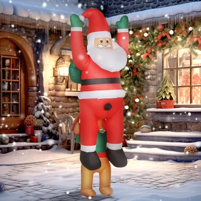 Outsunny 7FT Inflatable Santa with Dog, LED Christmas Decoration