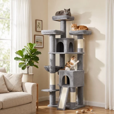PawHut 72" Cat Tree Tower with Condos, Beds, Hammock, Ladder