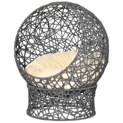 PawHut Rope Weave Cat Bed with Cushion, Stand, for Indoor Cats, Violet