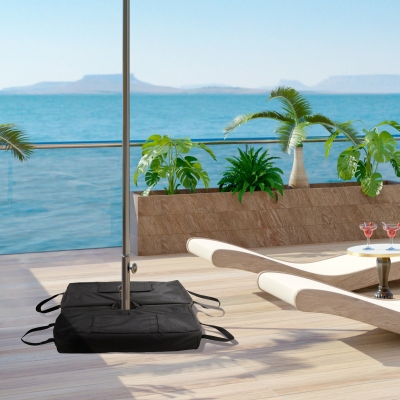 Outsunny 2pc Umbrella Base, Weight Bag, Garden Parasol Weight Base, Filled Sand Fits Most Umbrella w/ Scoop Up 55lbs, Black