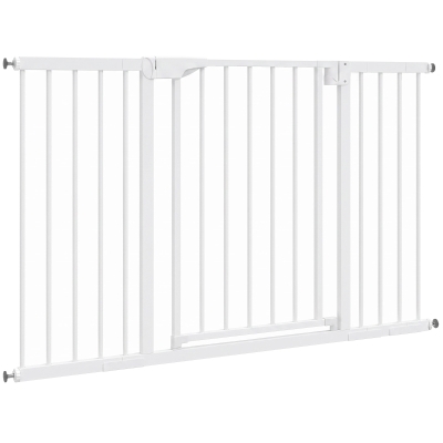 PawHut Baby Gate, Pet Safety Gate Pressure Fit, 30"-51" Wide with Two-Way Open, Auto-Close for Stair, Doorways, Hallways, Black