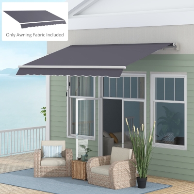 Outsunny 11' x 8' Outdoor Sunshade Canopy Awning Cover, Retractable Awning Fabric Replacement, UV Protection, Grey
