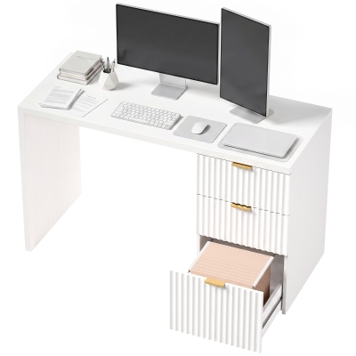 HOMCOM Computer Desk with Drawers Office Desk with Reversible File Drawers Study Table Bedroom Study 47" White
