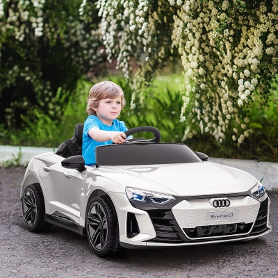 Aosom Ride-On Toy On Car with Remote Control, 12V 3.1 MPH Electric Ride for Kids w/ Suspension System, Horn Honking, White