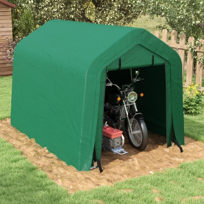 Outsunny 8' x 6' Carport with Sidewalls and Roll-up Door, Outdoor Storage Shelter for Motorcycle and Car, Green