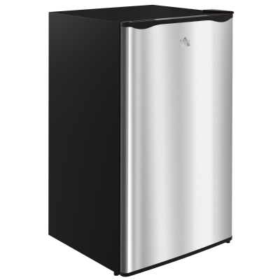 HOMCOM 3.2 Cu.Ft Mini Fridge with Freezer, Adjustable Shelf, Silver
