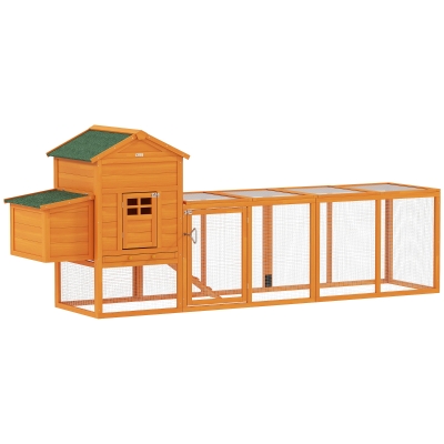 PawHut Extra Large Run Included Chicken Coop with Removable Tray Orange
