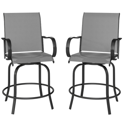 Outsunny Bar Stools Set of 2, 360° Swivel, 26.75" Gray