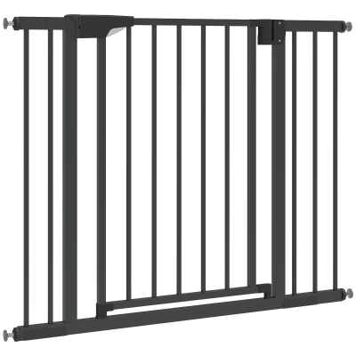 PawHut Baby Gate, Pet Safety Gate Pressure Fit, 30"-40" Wide with Two-Way Open, Auto-Close for Stair, Doorways, Hallways, Black