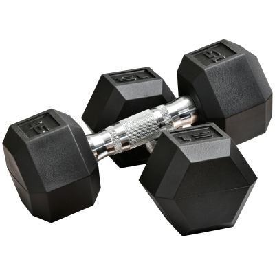 Soozier 15lbs Hex Dumbbell Set of 2, Rubber Weights