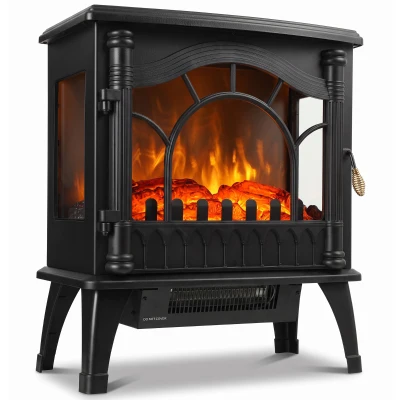 HOMCOM Electric Fireplace 1000W/2000W, Freestanding Heater with Adjustable Thermostat, Overheat Protection, 3D Flame Effect
