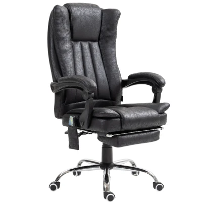 Vinsetto Office Chair 6-point Vibration Massage Chair Micro Fiber Recliner with Retractable Footrest Black