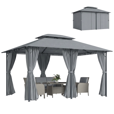 Outsunny 10' x 13' Soft Top Gazebo Pergola, Sage Gray