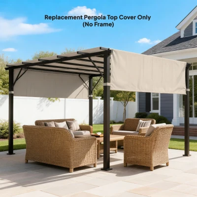 Outsunny 2 Pcs Pergola Canopy, UV Protection Shade Cover, Khaki