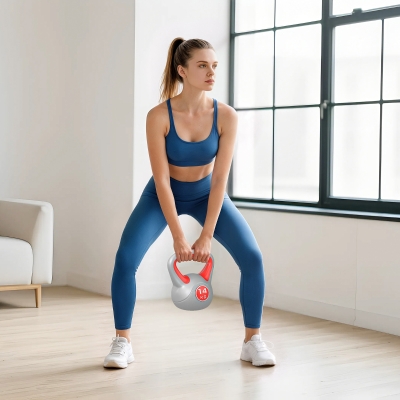 Soozier 31 lb Soft Kettlebell, Sand Filled Weight with Grip Handle, Solid Kettlebell Weight for Full Body Workout, Red