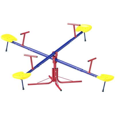 Outsunny Kids Swivel Seesaw, 4-Seater Outdoor Playground
