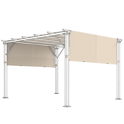 Outsunny 2 Pcs Pergola Canopy, UV Protection Shade Cover, Khaki