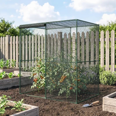 Outsunny 6' x 4' Crop Cage Plant Tent with Zippered Doors, Black