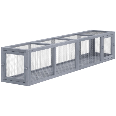 PawHut Wooden Cat Run with Weather Protection, Connecting Inside and Outside, 79"L x 15"W x 15"H, Dark Gray
