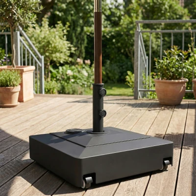 Outsunny Patio Umbrella Base with Wheels, 134 lbs, Black