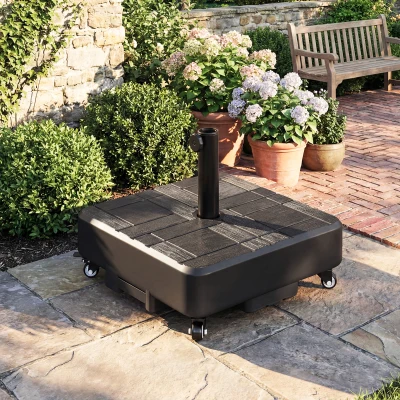Outsunny Patio Umbrella Base Stand with Wheels for 1.5"/1.9" Poles