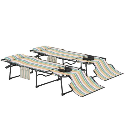 Outsunny 2-Piece Folding Chaise Lounge Chairs, 5-Level Recline, Rainbow