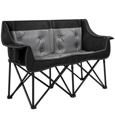 Outsunny Heated Double Camping Loveseat, Oversized Folding Padded Chair