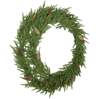 HOMCOM 36" Artificial Norfolk Pine Christmas Wreath with Pine Cones