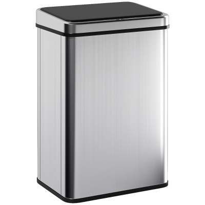HOMCOM 10.6 Gal (40 L) Automatic Garbage Can w/ Soft-Close Lid, Trash Can with Fingerprint Resistant Stainless Steel, Silver