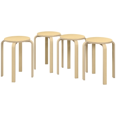 HOMCOM Round Stackable Chairs Set of 4, 18-Inch Backless Stacking Stools for Kitchen, Dining Room, Office, Outdoors