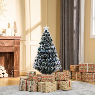 HOMCOM 4ft Pre-Lit LED Optical Fiber Christmas Tree Artificial Seasonal Decor