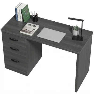 HOMCOM Computer Desk with 3 Drawers, 47" Home Office Desk with Adjustable Hanging Rails for Letter A4 Files, Black