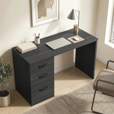 HOMCOM Computer Desk with 3 Drawers, 47" Home Office Desk with Adjustable Hanging Rails for Letter A4 Files, Black