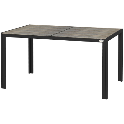 Outsunny Rectangular Patio Table for 6, Aluminum Frame, Gray