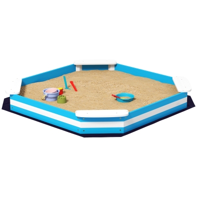 Kids Sandbox 52.4" L x 52.4" W x 6.3" H Blue