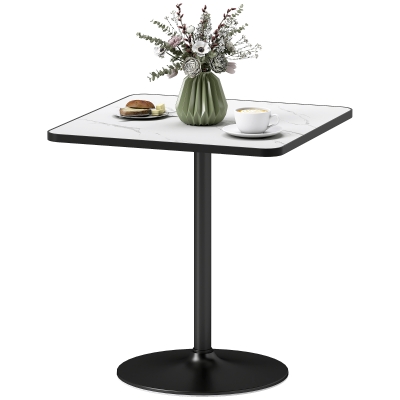 HOMCOM Dining Table for 4, Modern Kitchen Table with Marble Effect Tabletop and Round Base, White