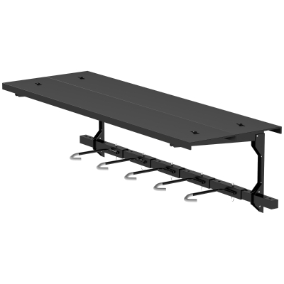 Soozier Bike Storage Rack for 5 Bikes, Wall Mounted Bicycle Rack with Shelf and Adjustable Hooks for Indoor Outdoor Use, Black