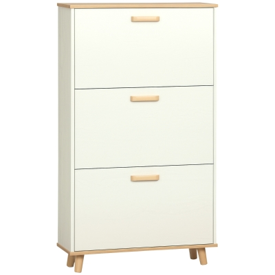 HOMCOM Modern Shoe Cabinet with 3 Flip Drawers and Adjustable Shelf, 12 Pair Shoe Storage Cabinet for Hallway, Entryway, White