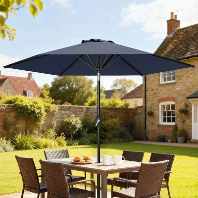 Outsunny Patio Sun Umbrella, Outdoor Parasol with 6 Ribs, Blue