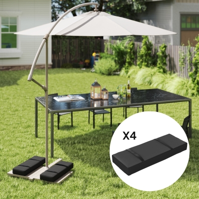 Outsunny 4PCS Patio Umbrella Base Weight Bag, Umbrella Stand Weights with Handles, 33 lbs with Sand Filling, Patio Umbrella Weights for Offset/Cantilever Umbrella Stand Base, Black