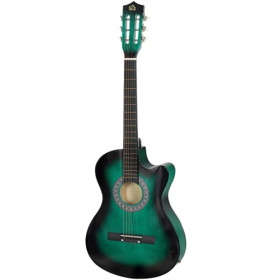 Soozier 38 Inch Classical Acoustic Electric Guitar with Gloss Finish, Strings, Picks, Shoulder Strap and Case Bag, Dark Green