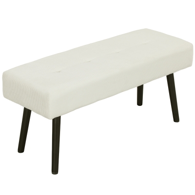 HOMCOM 39" Upholstered Ottoman Bench, Corduroy Entryway Bedroom Bench with Padded Seat and Steel Legs for Bedroom, Cream White
