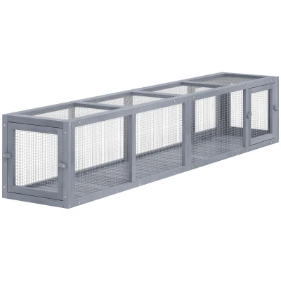 PawHut 79" Long Cat Tunnel, Cat shelter L- Shape with Extendable Design for Indoor/Outdoor Use with Removable Door, Light Grey